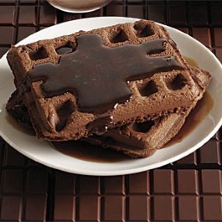 Chocolate-Hazelnut Waffles with Frangelico-Brown-Butter Syrup